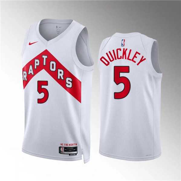 Men%27s Toronto Raptors #5 Immanuel Quickley White Association Edition Stitched Basketball Jersey Dzhi->toronto raptors->NBA Jersey
